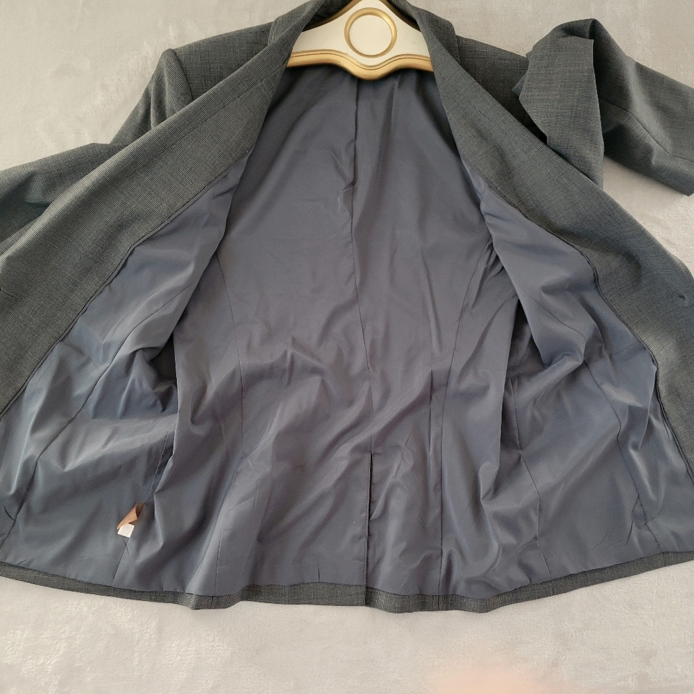 Ann Taylor Gray Micro Tooth One Button Blazer 8T (Tall) - Picture 5 of 13